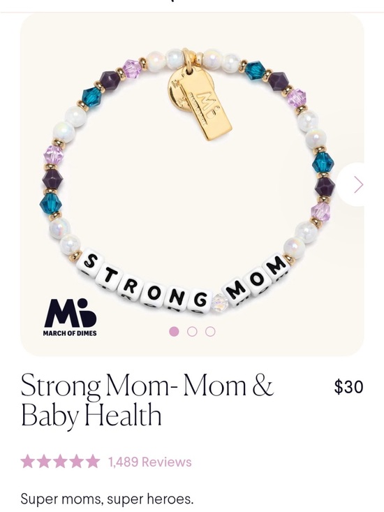 Little Words Project Jewelry - NWOT Little Words Project Strong Mom - March of Dimes Bracelet size S/M
